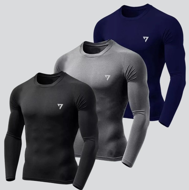 Kit 3 Camisetas Térmicas Masculina Segunda Pele Camisa Uv50-